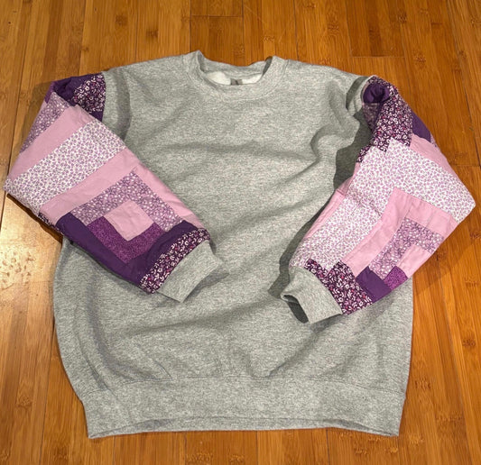 Sweatshirt Handmade Quilted Patchwork Coat – Lightweight, Cozy, One-of-a-Kind Jacket