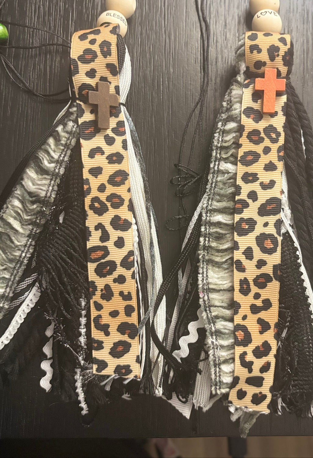 Black and leopard print themed bible bookmark tassels