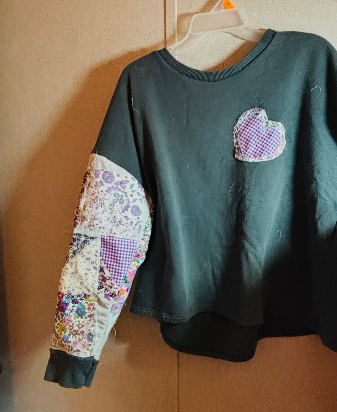 Sweatshirt Handmade Quilted Patchwork Coat – Lightweight, Cozy, One-of-a-Kind Jacket