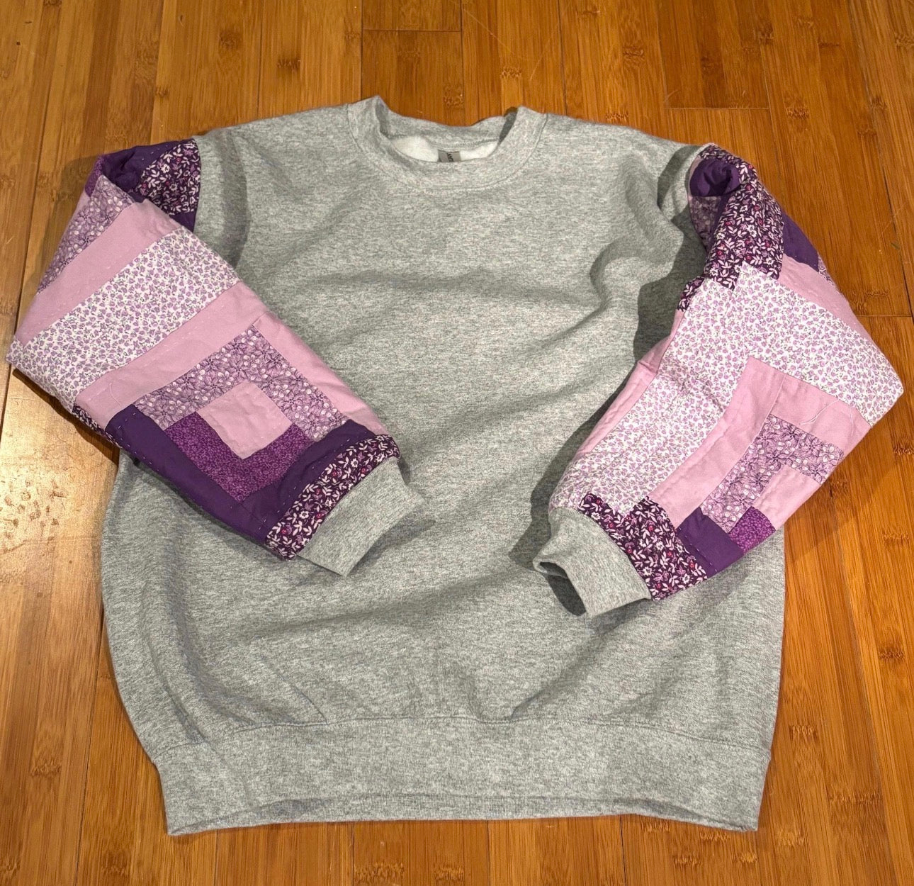 Sweatshirt Handmade Quilted Patchwork Coat – Lightweight, Cozy, One-of-a-Kind Jacket