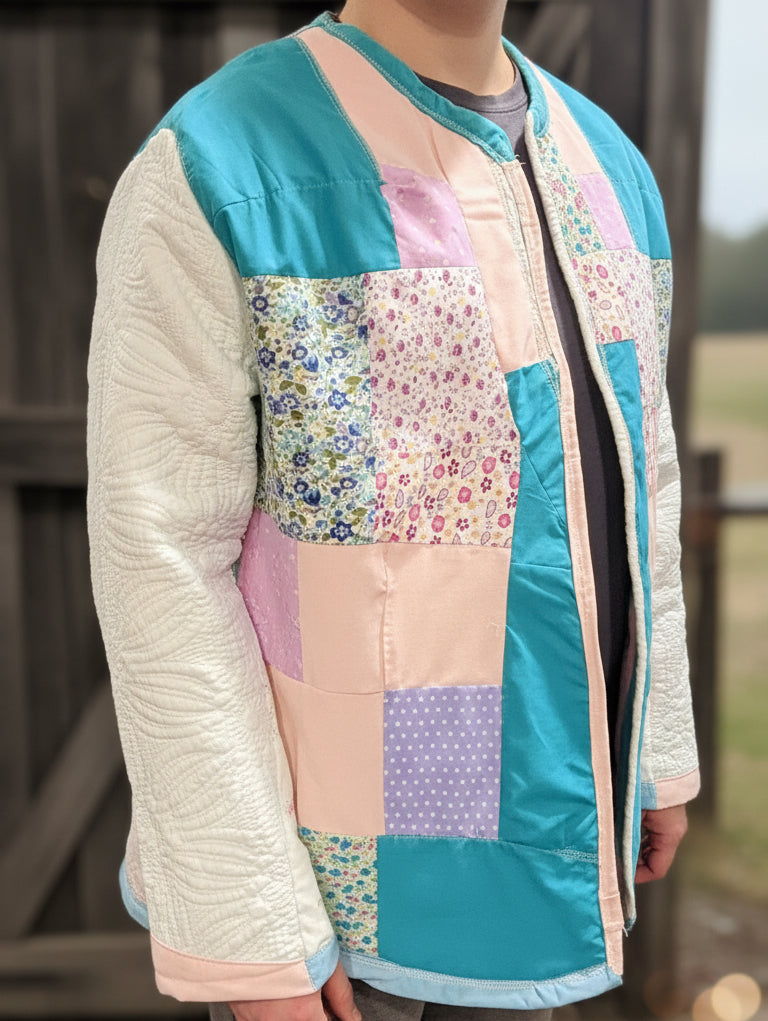 front view of patchwork jacket
